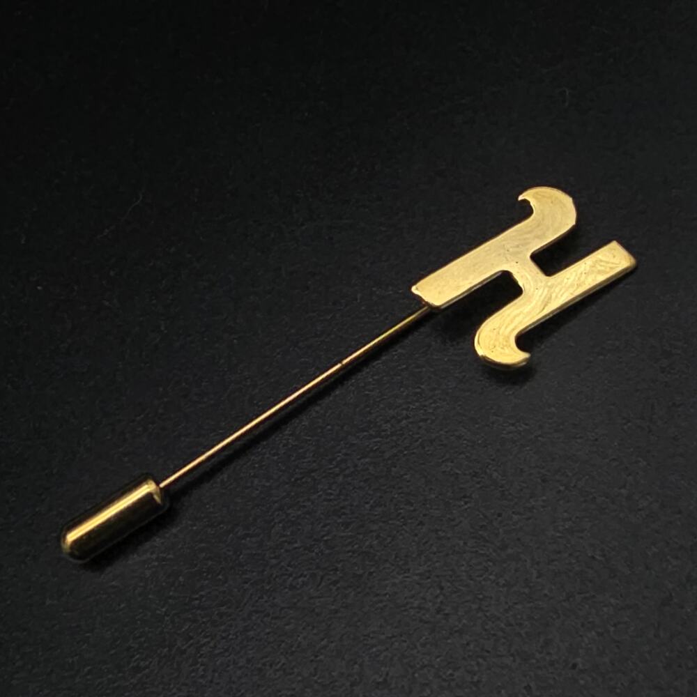 Gold Tone Letter H Stick Pin Hat Pin Initial Monogram Vintage Classic Timeless